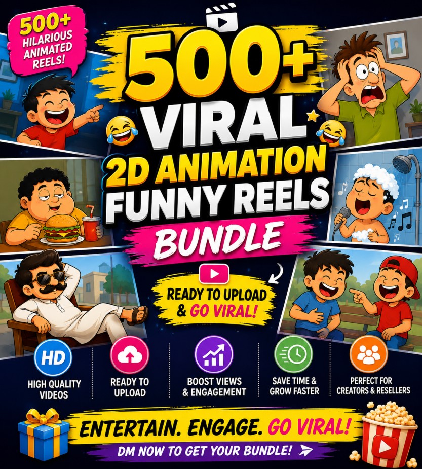 500+ VIRAL 2D ANIMATION FUNNY T REELS BUNDLE