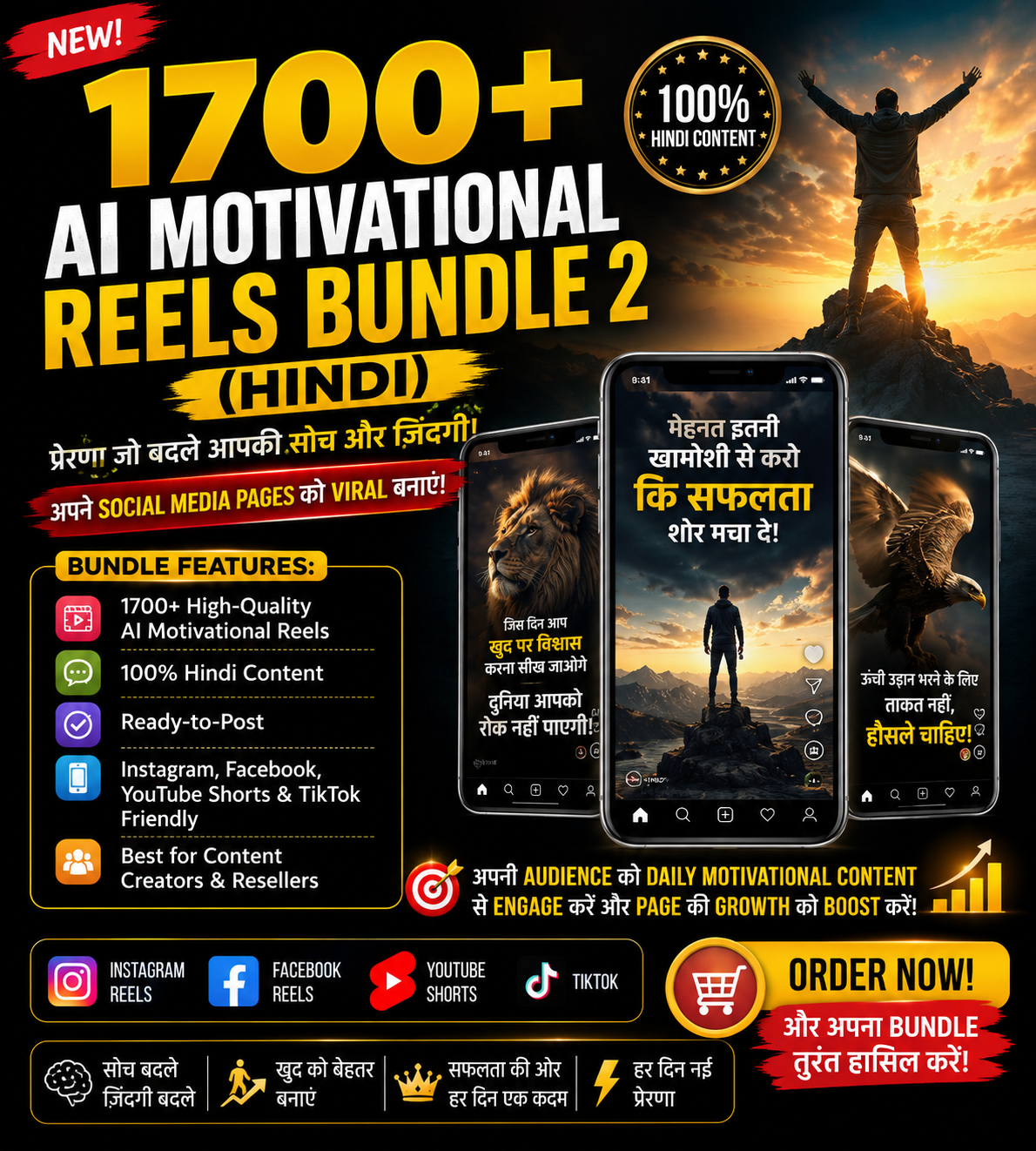 1700+ AI Motivational Reels Bundle 2 - Hindi