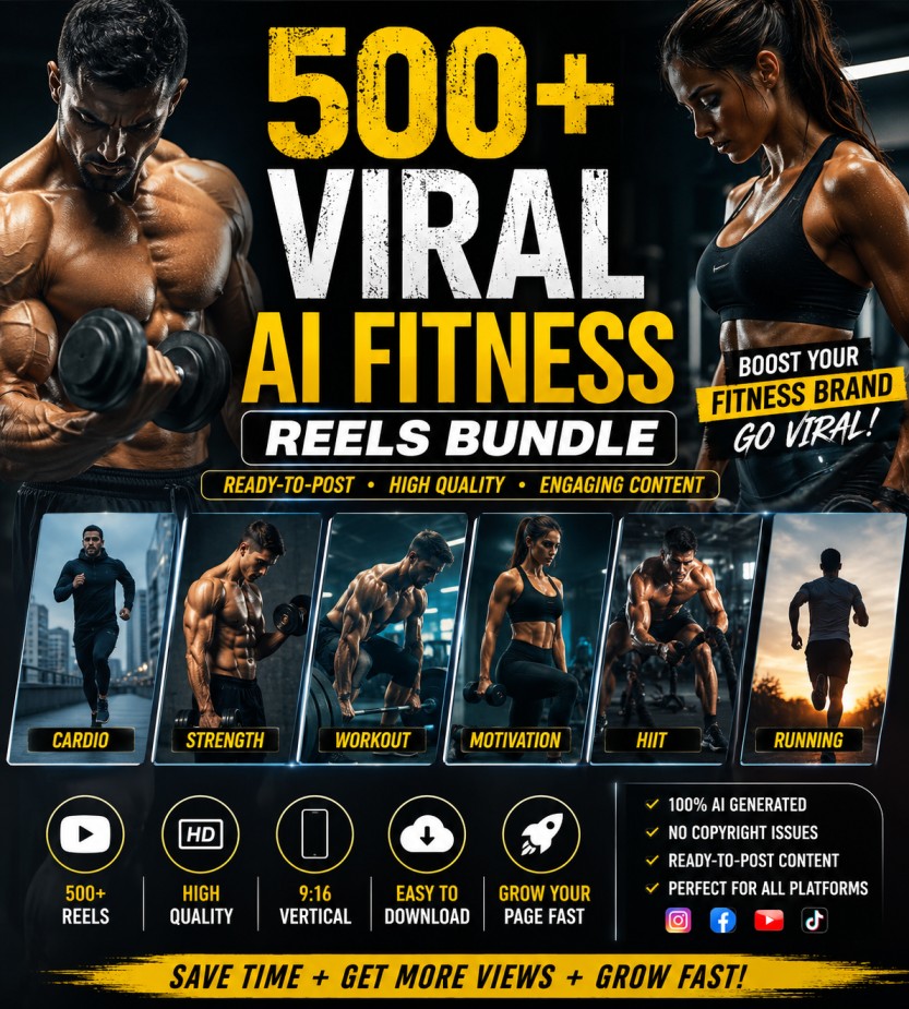 500+ VIRAL AI FITNESS REELS BUNDLE