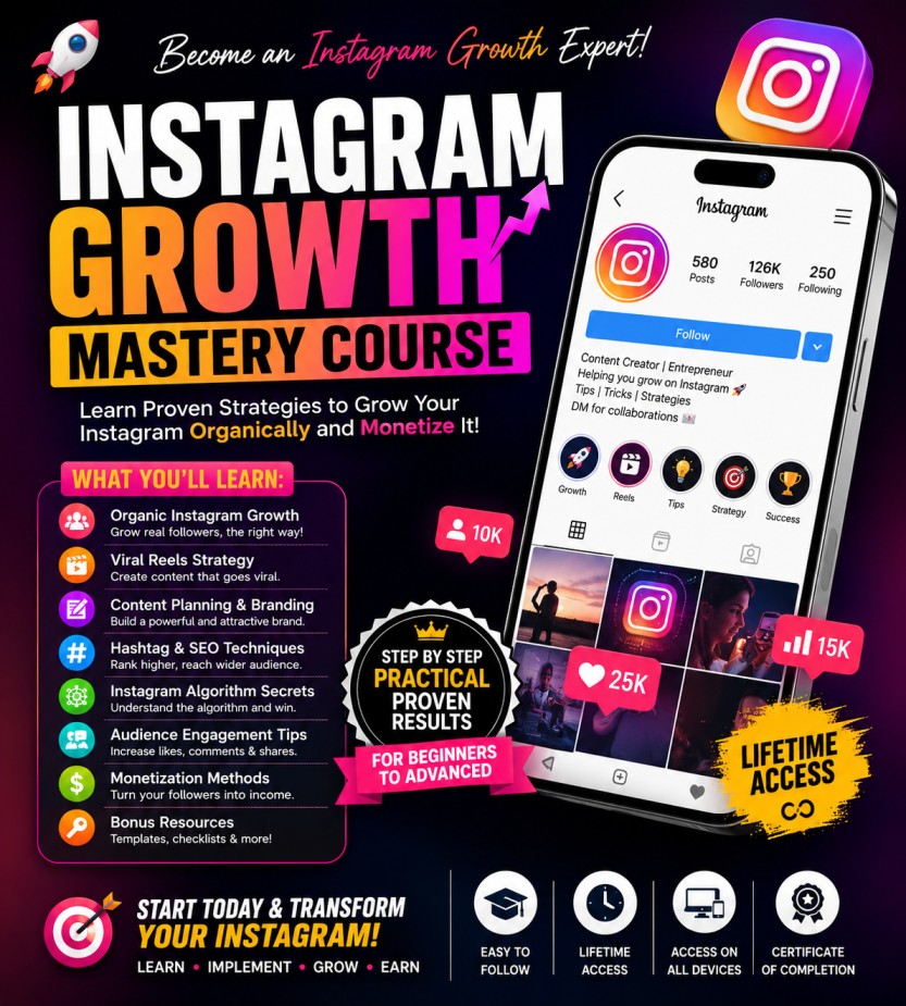 INSTAGRAM GROWTH MASTERY COURSE ππ₯